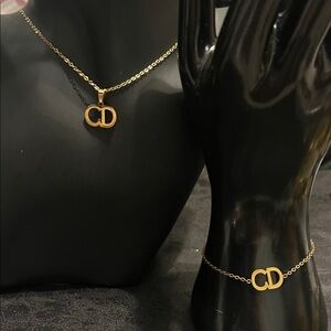 Elegant Gold Initial Necklace and Bracelet Set